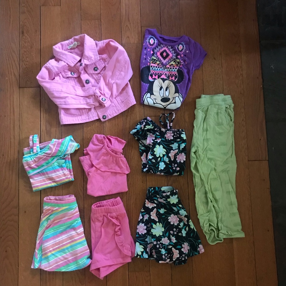Super cute girls 4t clothing lot outfits mix match pink denim Minnie skirt skort